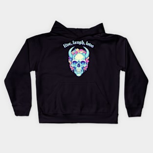 Live, Laugh, Love - Horned Skull Design Kids Hoodie